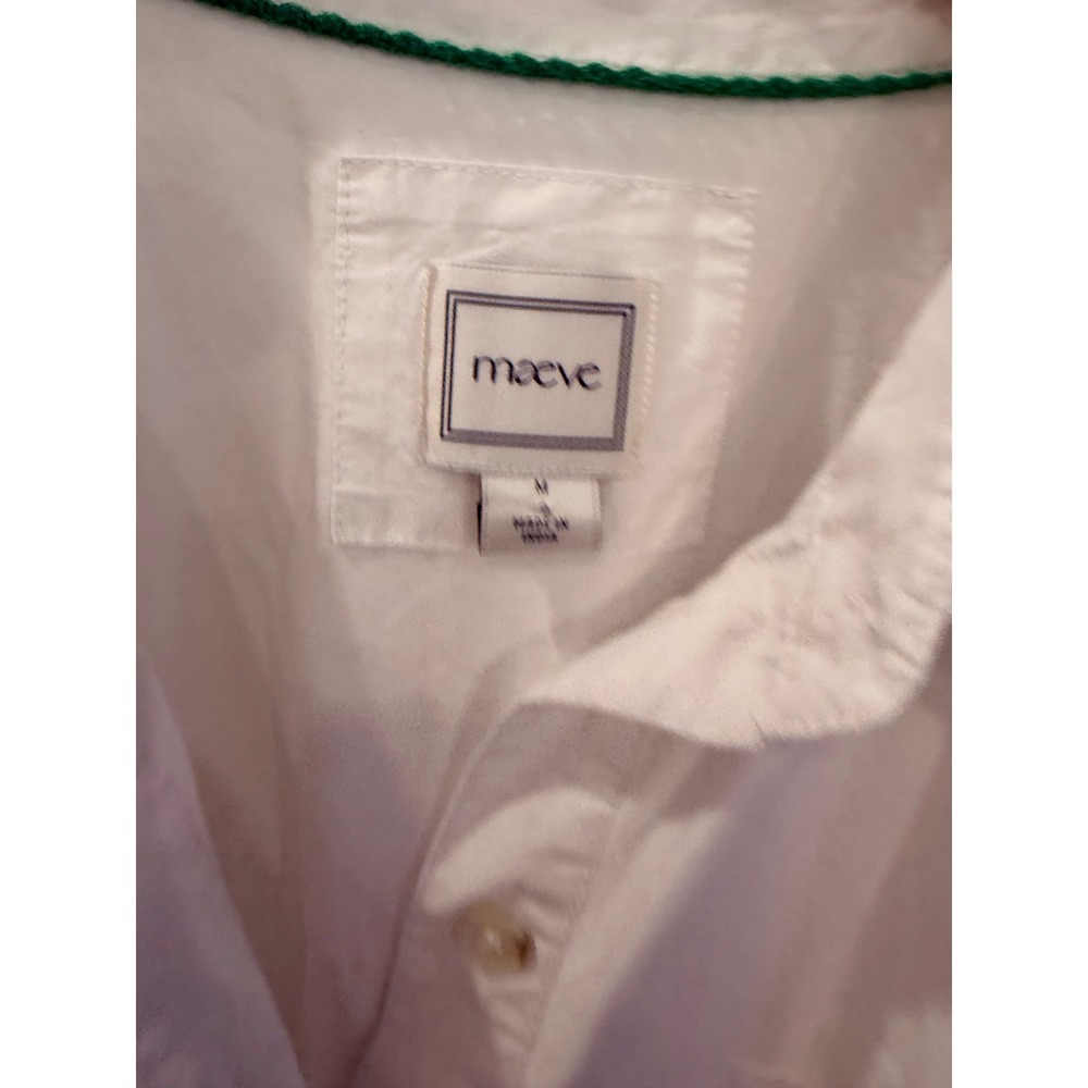 Maeve Mona eyelet maxi Dress White Green Embroiderer Puff Sleeve Boho Cotton - Picture 6 of 11